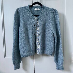 Mango chunky knit cardigan (blue, size S)